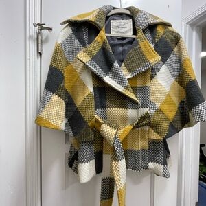 Cartonnier Checkered Cape in Yellow, Black, Gray, and White